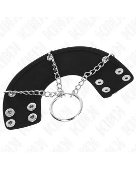 KINK Penisring 4 cm - Kette 7 cm Metall mit Leder Gurten
