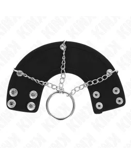 KINK Penisring 4 cm - Kette 7 cm Metall mit Leder Gurten