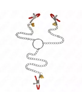 KINK - Bell 3-Fach Nippel- und Klitorisklemmen Rot 30 cm