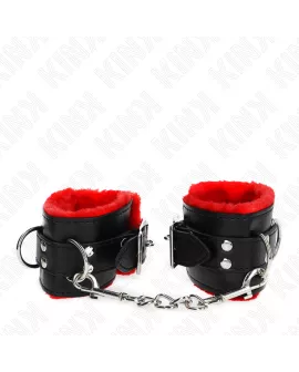 KINK - Pelzgefütterte Handgelenkfesseln Rot-Schwarz