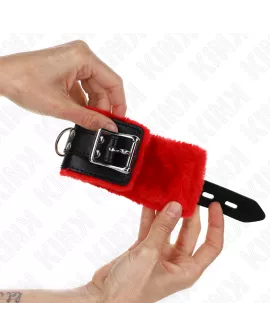 KINK - Pelzgefütterte Handgelenkfesseln Rot-Schwarz