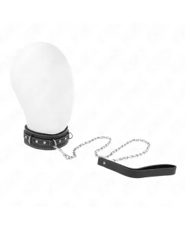 KINK PVC-Leder Halskette mit Gürtel - 105 cm Strass Niete