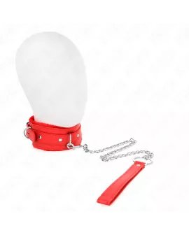 KINK - HALSBAND MIT LEINE 65 CM MIT EINSCHRÄNKUNGEN ROT 36-42 CM X 5,5 CM