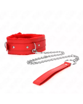 KINK - HALSBAND MIT LEINE 65 CM MIT EINSCHRÄNKUNGEN ROT 36-42 CM X 5,5 CM