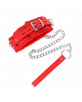 KINK - HALSBAND MIT LEINE 65 CM MIT EINSCHRÄNKUNGEN ROT 36-42 CM X 5,5 CM
