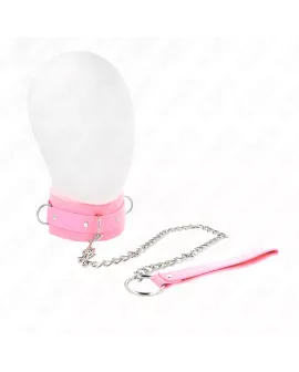 KINK - HALSBAND MIT LEINE 65 CM MIT EINSCHRÄNKUNGEN ROSA 36-42 CM X 5,5 CM