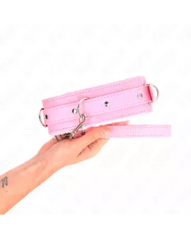 KINK - HALSBAND MIT LEINE 65 CM MIT EINSCHRÄNKUNGEN ROSA 36-42 CM X 5,5 CM