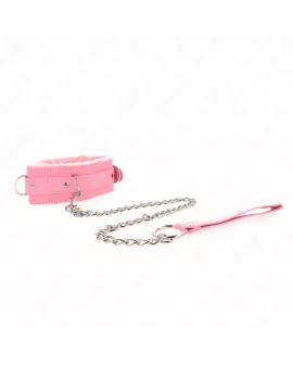 KINK - HALSBAND MIT LEINE 65 CM MIT EINSCHRÄNKUNGEN ROSA 36-42 CM X 5,5 CM