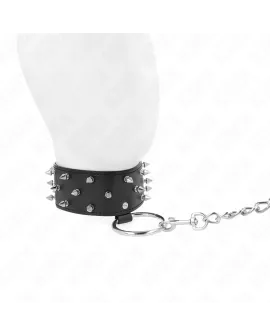 KINK - Halskette mit Leine - Silberne Nieten - Verstellbar 36-43 cm
