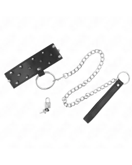 KINK - Halskette mit Leine - Silberne Nieten - Verstellbar 36-43 cm