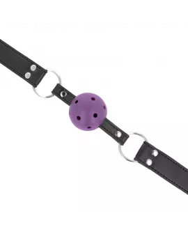 KINK - ATMUNGSAKTIVER BALL 4 CM KNEBEL MIT DOPPELNIET LILA 62,5 x 2,5 CM VERSTELLBAR 42-58 CM