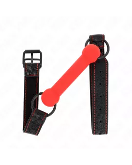 KINK Knochengag - Rot Kunstlederband Verstellbar 41-57 cm