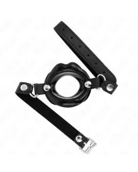 KINK - LIP 8 CM KNEBEL MIT SCHWARZEM KUNSTLEDERBAND 63 x 2 CM VERSTELLBAR 39-58 CM