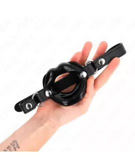 KINK - LIP 8 CM KNEBEL MIT SCHWARZEM KUNSTLEDERBAND 63 x 2 CM VERSTELLBAR 39-58 CM