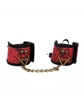 KINK Scandal Rot-Schwarze Handgelenksfesseln - Spitzen 24,5 cm