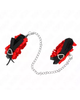 KINK - Elastische Spitzen-Handgelenksfesseln mit Roten Herzen 22-35 cm