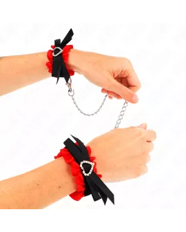 KINK - Elastische Spitzen-Handgelenksfesseln mit Roten Herzen 22-35 cm