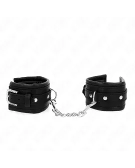 KINK - Handgelenkfesseln mit Strass-Schnalle Schwarz