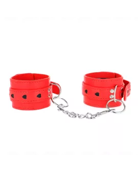 KINK - Rote Handgelenksfesseln Schwarz Herz Verstellbar 21-28 cm