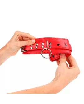 KINK - Rote Handgelenksfesseln Schwarz Herz Verstellbar 21-28 cm