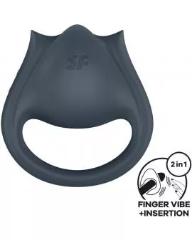SATISFYER - PERFECT PAIR 2 MULTIVIBRATOR 2 IN 1 PENISRING UND FINGERSTIMULATOR GRAU