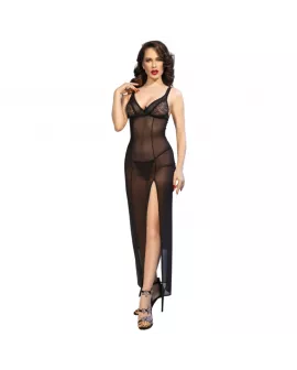 Chilirose - CR 4723 Langes Babydoll & Tanga Schwarz