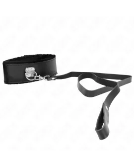 KINK Halskette mit Gürtel - Schwarzes Leder 40-48 cm