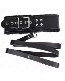 KINK Halskette mit Gürtel - Schwarzes Leder 40-48 cm