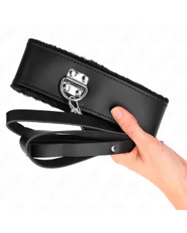 KINK Halskette mit Gürtel - Schwarzes Leder 40-48 cm