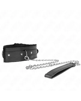 KINK - Halsband mit Leine 65 cm Schwarz 36-42 cm