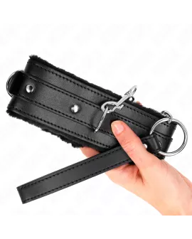 KINK - Halsband mit Leine 65 cm Schwarz 36-42 cm