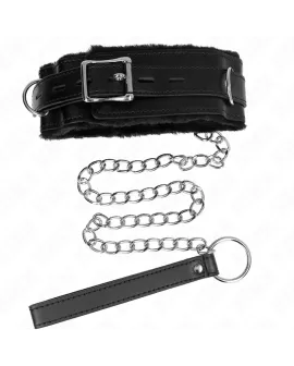 KINK - Halsband mit Leine 65 cm Schwarz 36-42 cm