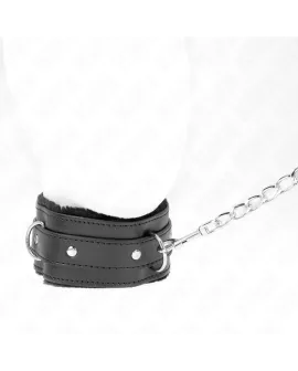 KINK - Halsband mit Leine 65 cm Schwarz 36-42 cm