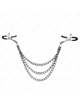 KINK Nippelklemmen mit 3 Ketten schwarz - 20/23/28 cm