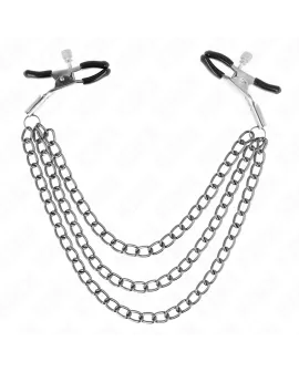 KINK Nippelklemmen mit 3 Ketten schwarz - 20/23/28 cm