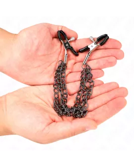 KINK Nippelklemmen mit 3 Ketten schwarz - 20/23/28 cm