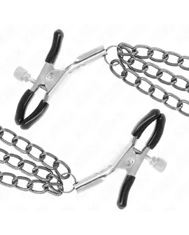 KINK Nippelklemmen mit 3 Ketten schwarz - 20/23/28 cm