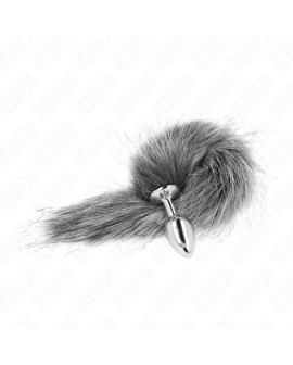 KINK - Anal Plug Größe S 7 x 3 cm mit Kunststoffschwanz 40 cm Grau