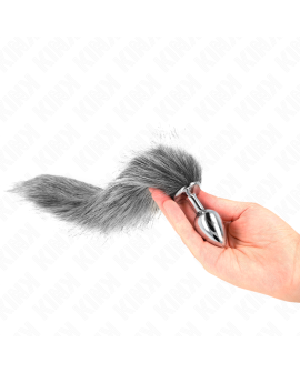KINK - Anal Plug Größe S 7 x 3 cm mit Kunststoffschwanz 40 cm Grau