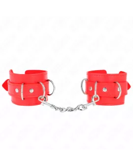 KINK - 3 D-Ring Handgelenkfesseln verstellbar rot 17,5-25 x 6 cm