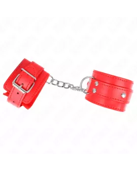 KINK - 3 D-Ring Handgelenkfesseln verstellbar rot 17,5-25 x 6 cm