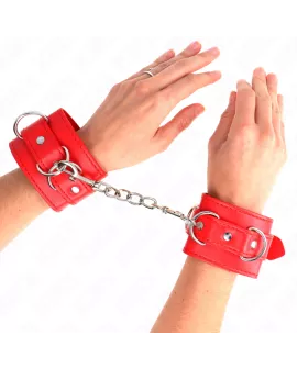 KINK - 3 D-Ring Handgelenkfesseln verstellbar rot 17,5-25 x 6 cm