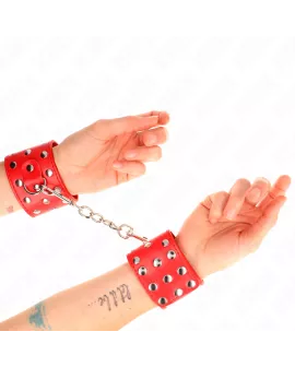 KINK Handgelenkfesseln mit Nieten Rot - Verstellbar 19-24 cm
