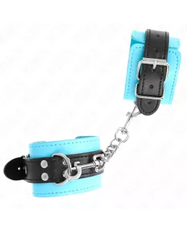 KINK Haken-Handfesseln Blau Pelzgefüttert Verstellbar 20-28 cm
