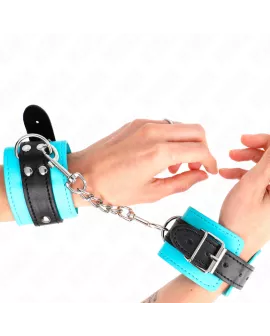 KINK Haken-Handfesseln Blau Pelzgefüttert Verstellbar 20-28 cm