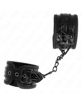KINK Handgelenkfesseln Rautenmuster - Schwarz verstellbar 17-26 cm