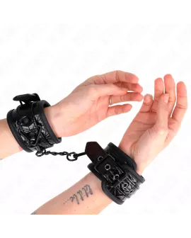 KINK Handgelenkfesseln Rautenmuster - Schwarz verstellbar 17-26 cm
