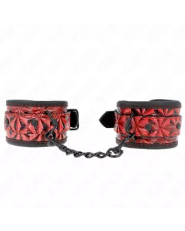 KINK Handgelenkfesseln mit Rautenmuster - Dunkelrot 17-26 cm