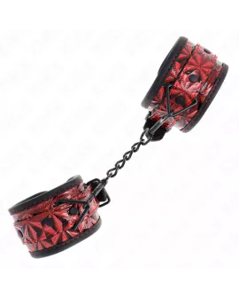KINK Handgelenkfesseln mit Rautenmuster - Dunkelrot 17-26 cm