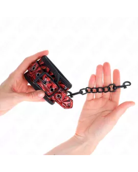 KINK Handgelenkfesseln mit Rautenmuster - Dunkelrot 17-26 cm